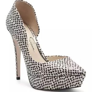 Jessica Simpson black and white polka dot platform pump size 10M!